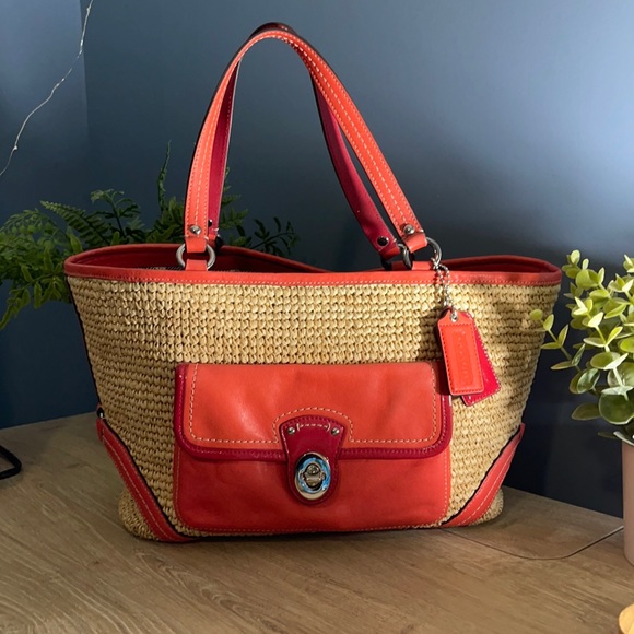 Coach Handbags - SALE Like New Coach Straw Bag!
